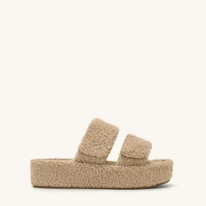 Sandale à Plateforme en Fausse Fourrure Lexi - Beige