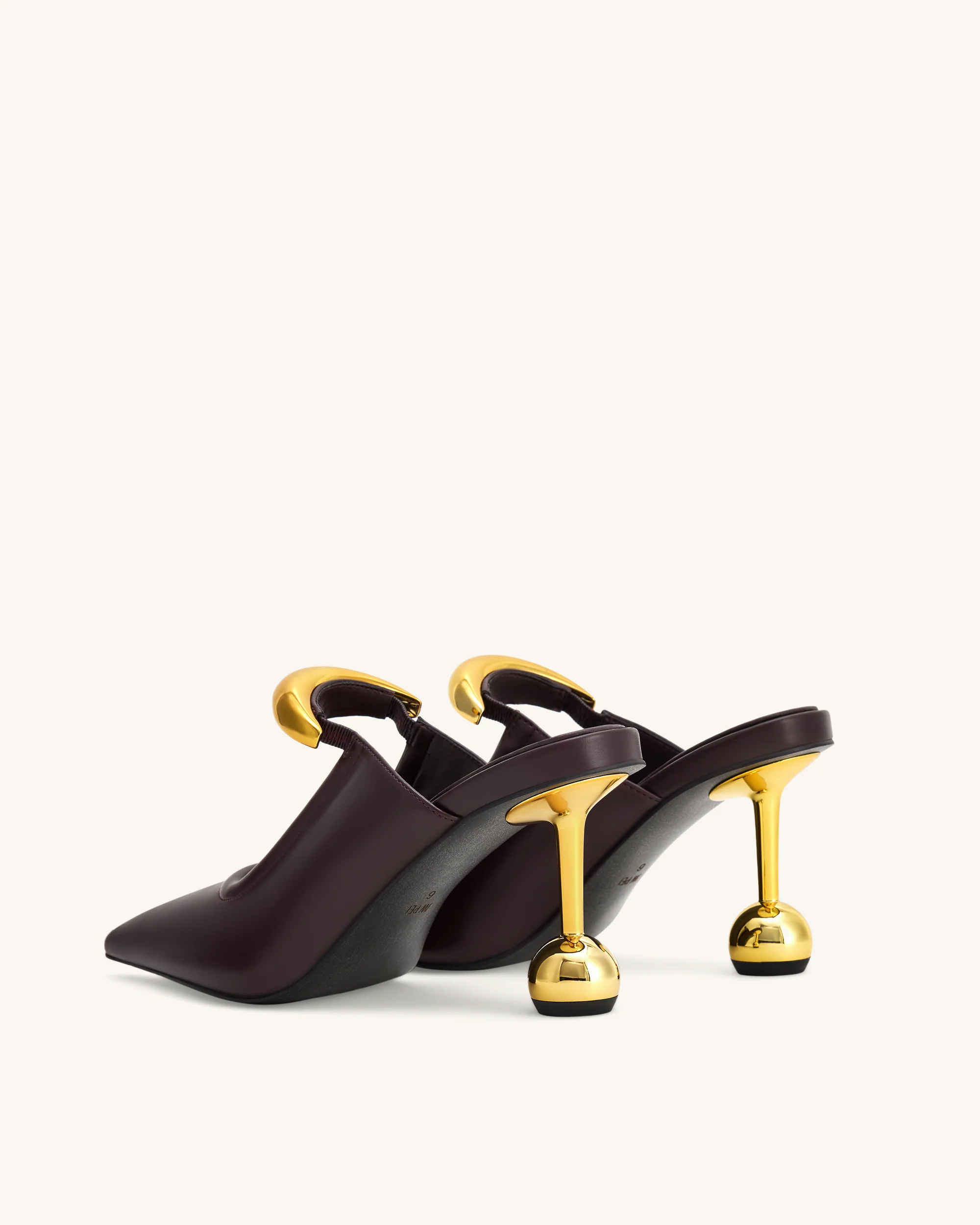 Sofia Mules à Talon Sphérique avec Accent Métallique - Bordeaux Profond – Image 4