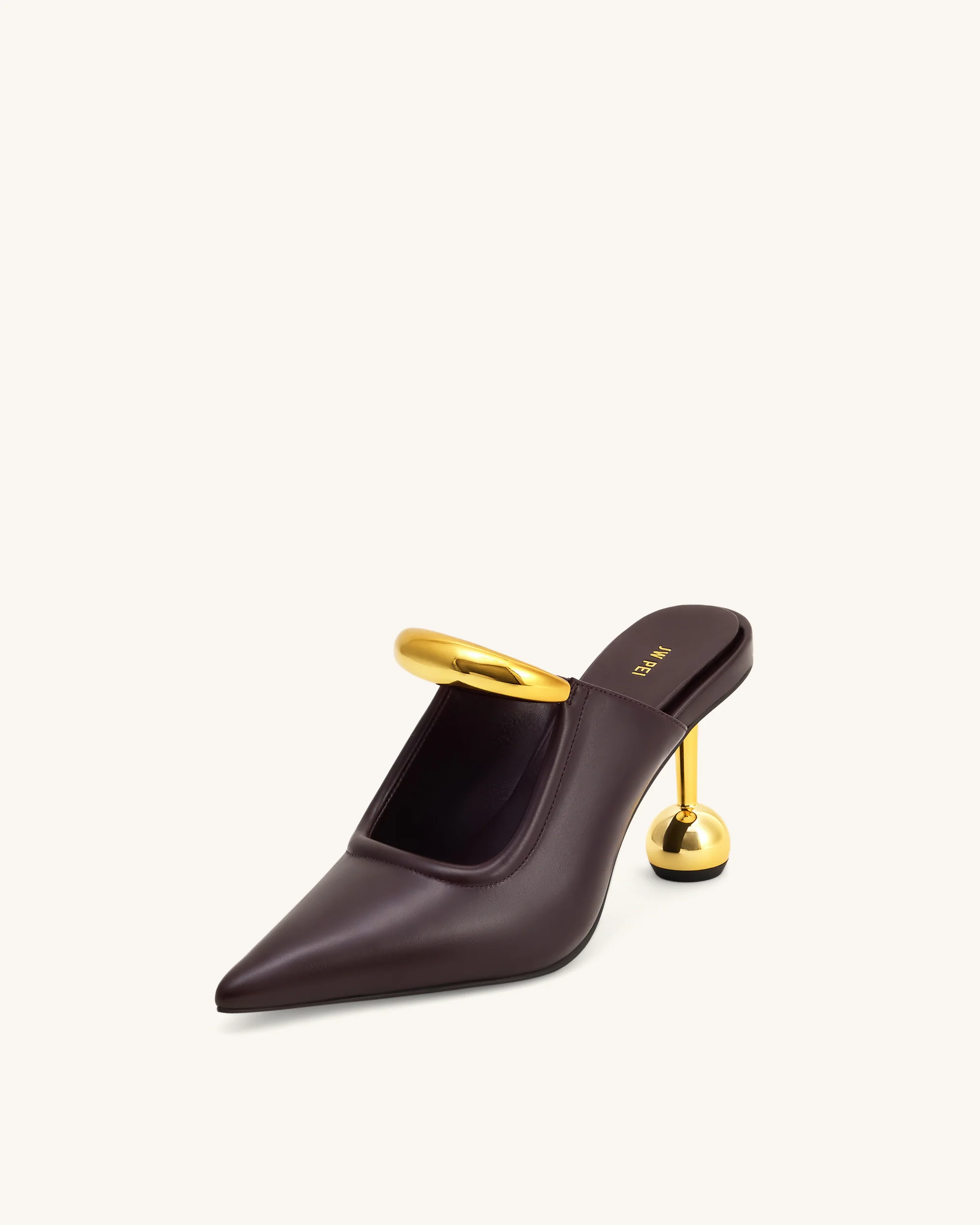 Sofia Mules à Talon Sphérique avec Accent Métallique - Bordeaux Profond – Image 6