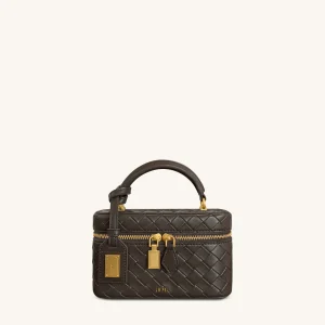 Sac à main avec anse supérieure en forme de boîte et texture tissée Cleo - Marron foncé