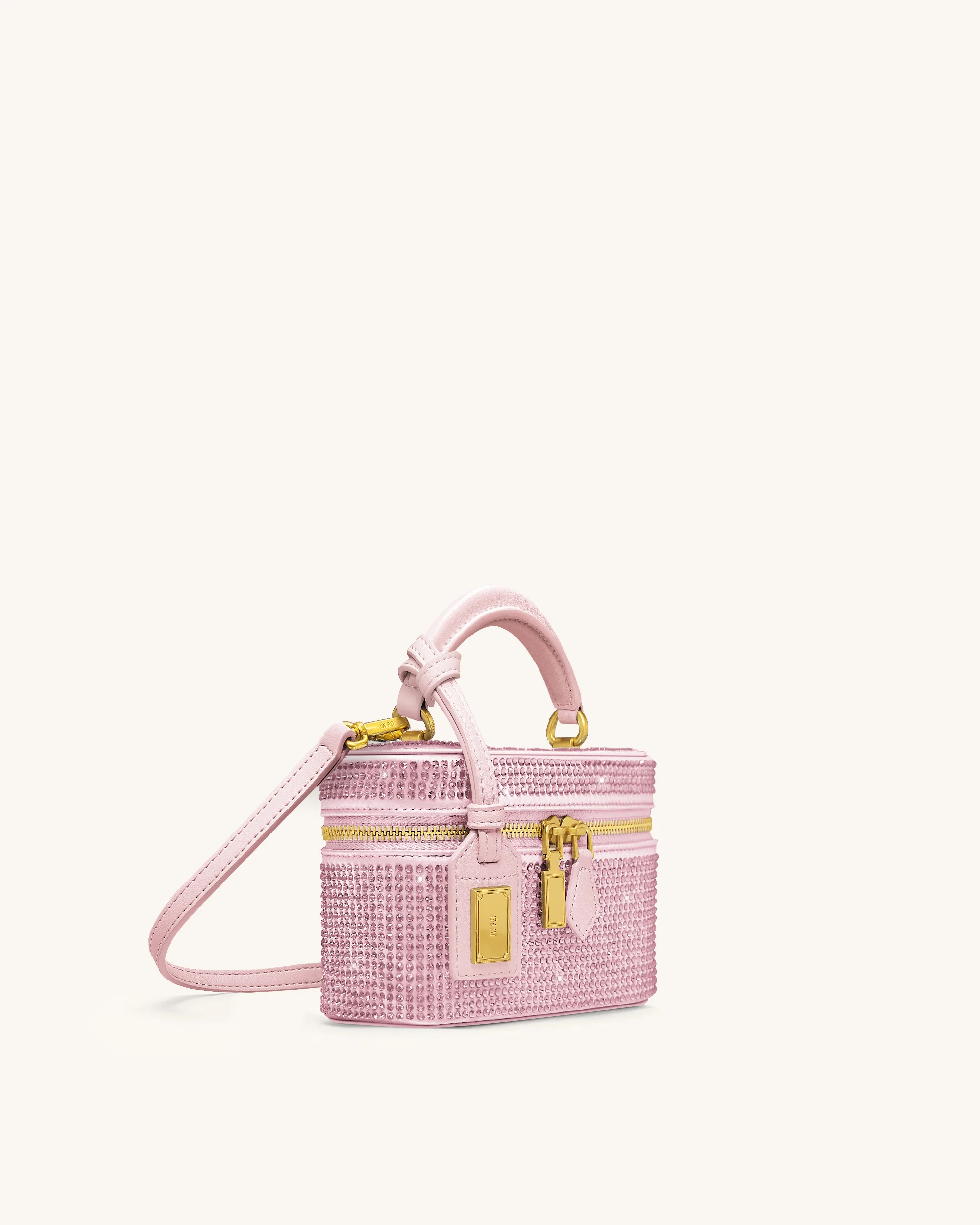 Sac à main avec anse supérieure en forme de boîte et cristal artificiel Cleo – Rose