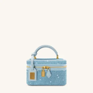 Sac à main avec anse supérieure en forme de boîte et cristal artificiel Cleo - Bleu