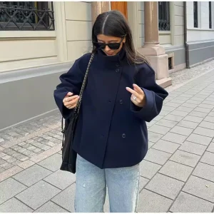 Veste Chic Court à Double Boutonnage pour Femmes