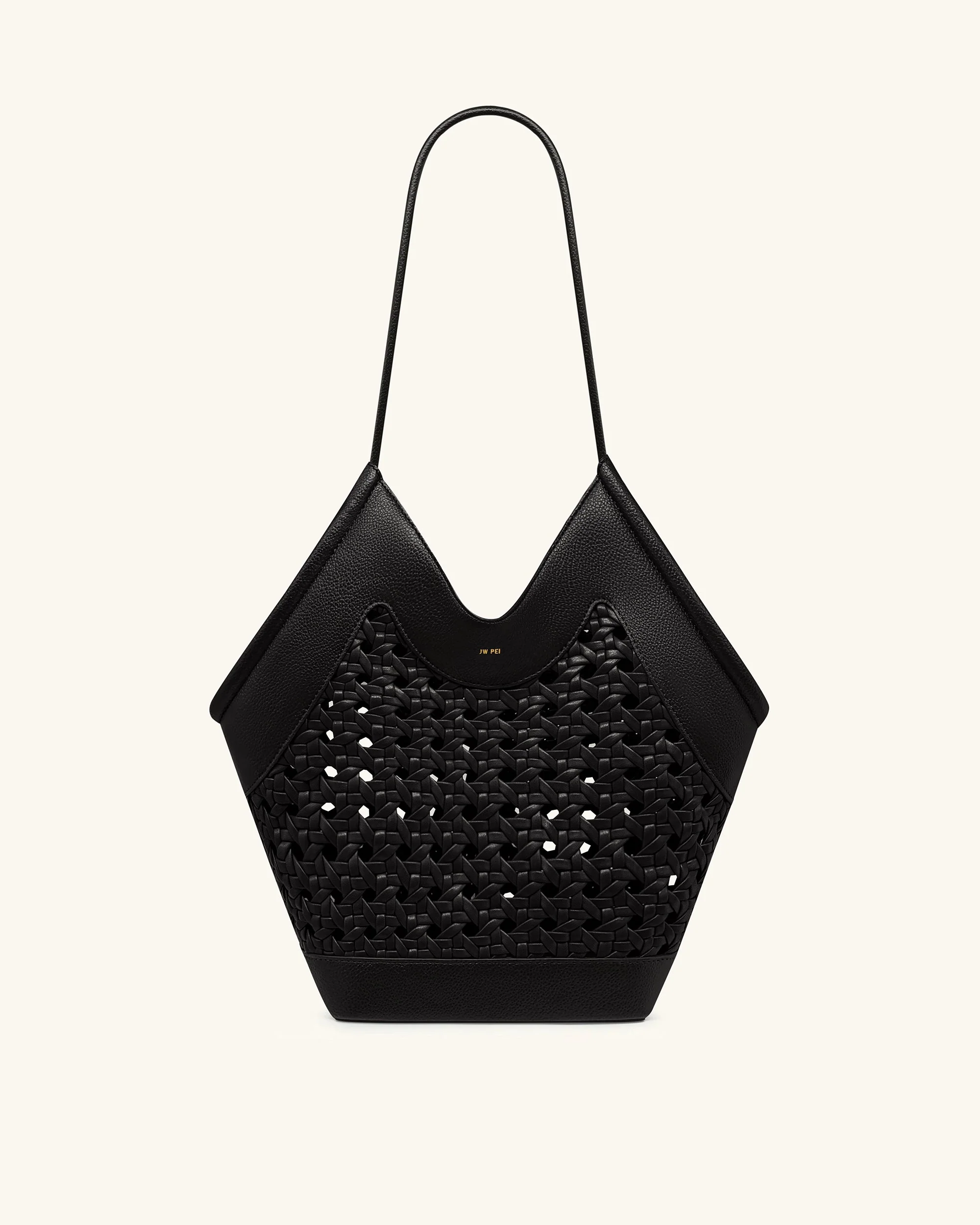 Sac fourre-tout à empiècement tissé Maribel – Noir