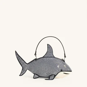Sac à main Nerys en forme de requin avec cristaux artificiels – Noir