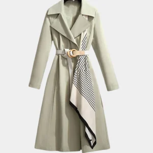 Manteau Ceinturé Double Boutonnage Élégant pour Femmes