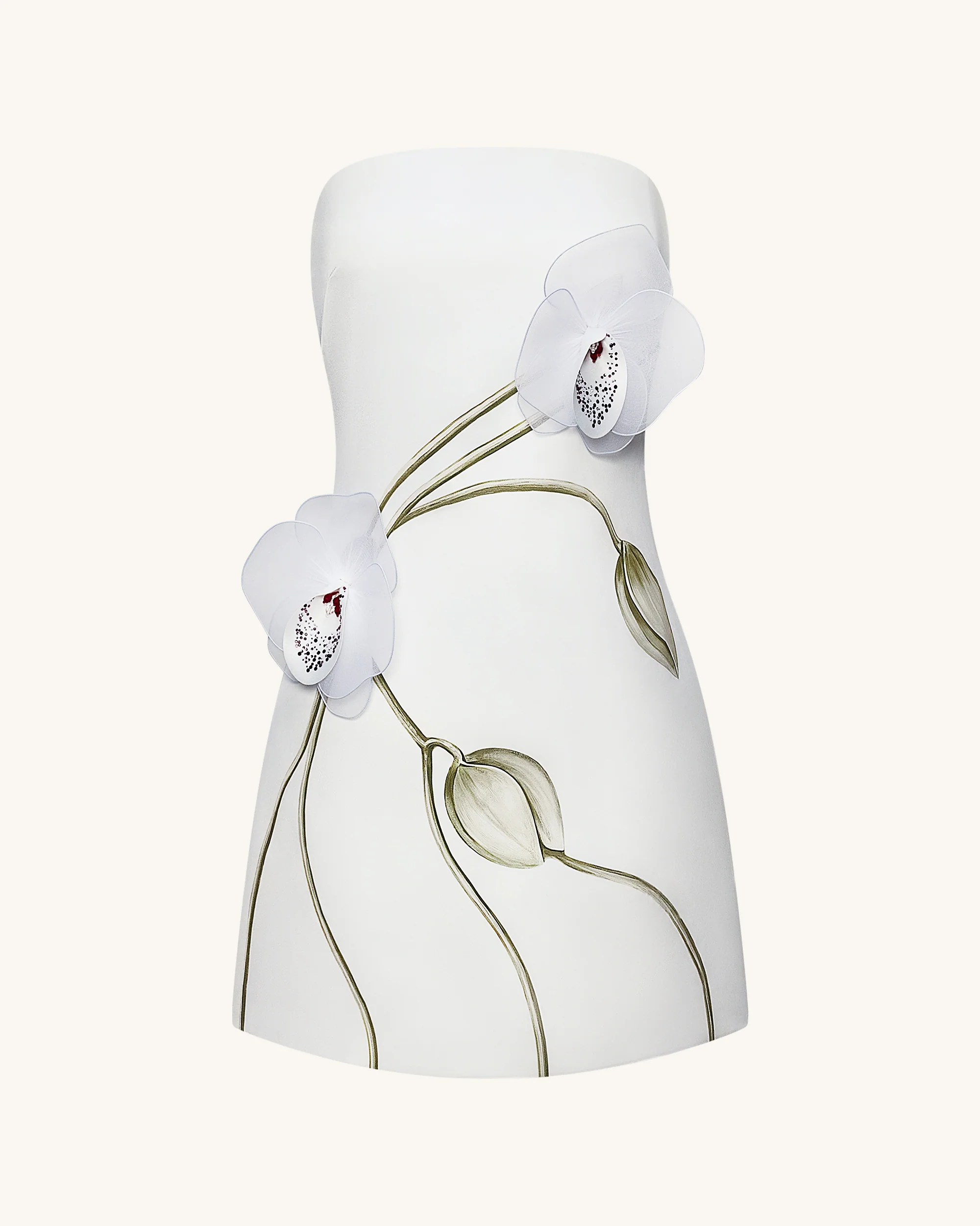 Robe bustier à appliqué orchidée - Blanc – Image 4