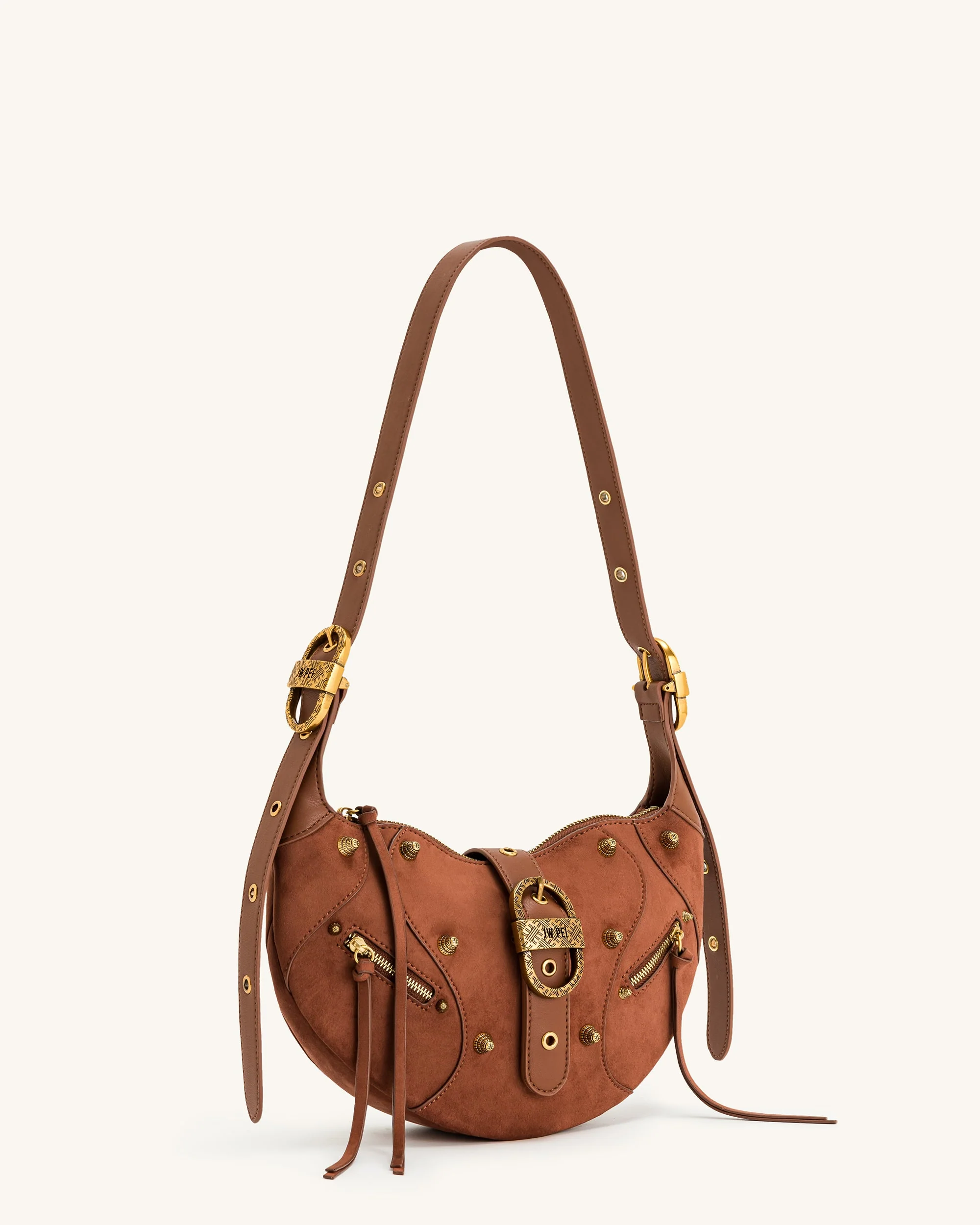 Sac à bandoulière en daim Tessa – Marron écorce sombre