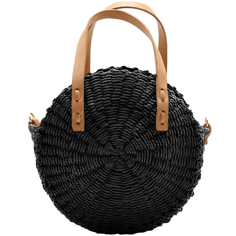 Sac Rond Paille Petit & Noir