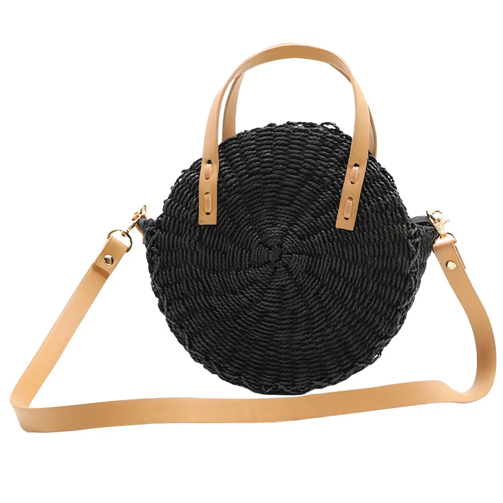 Sac Rond Paille Petit & Noir – Image 2