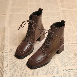 Bottes Cheville à Lacets pour Femmes