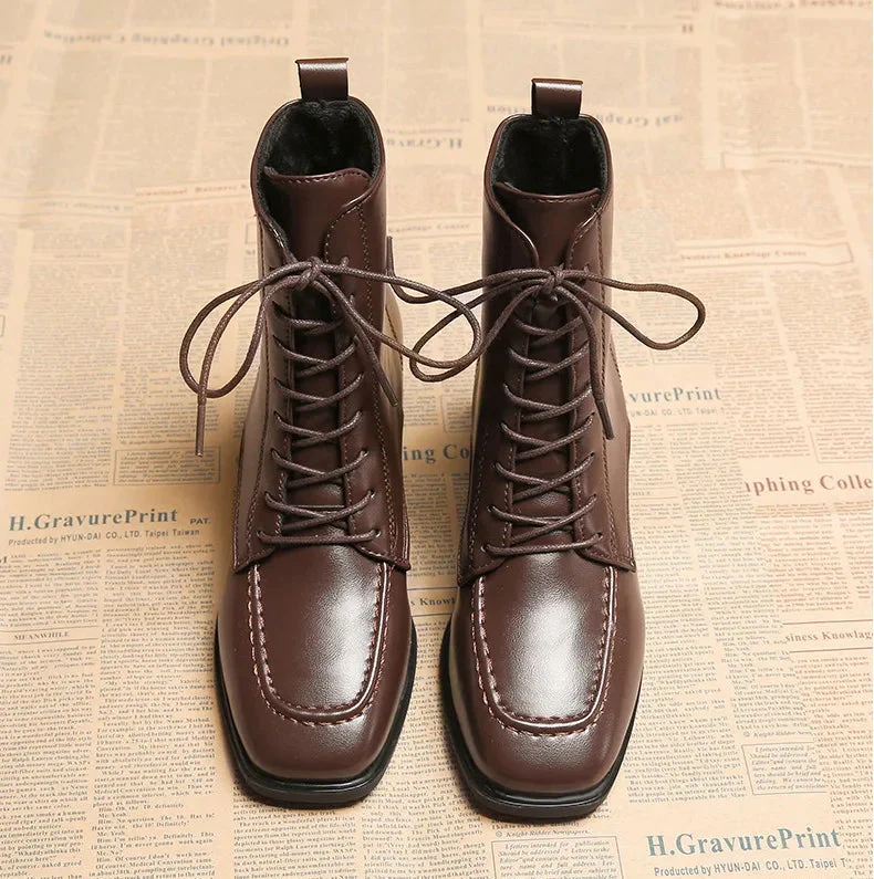 Bottes Cheville à Lacets pour Femmes