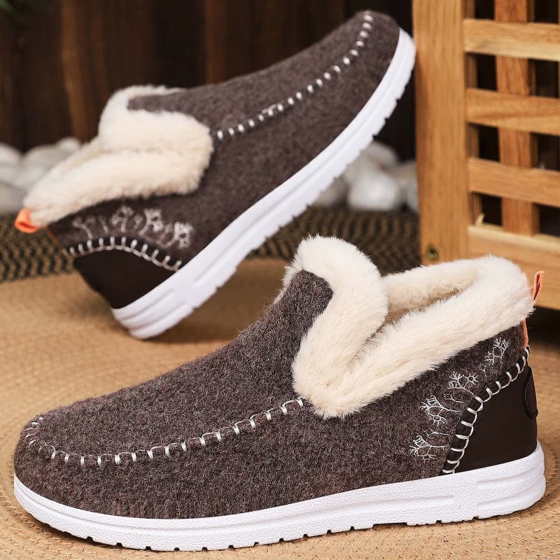 Bottes Cheville Casual Doublées en Fausse Fourrure pour Femmes