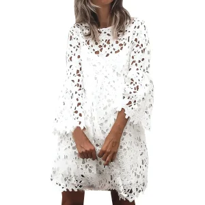Robe d’Eté Broderie à Motif Ajouré