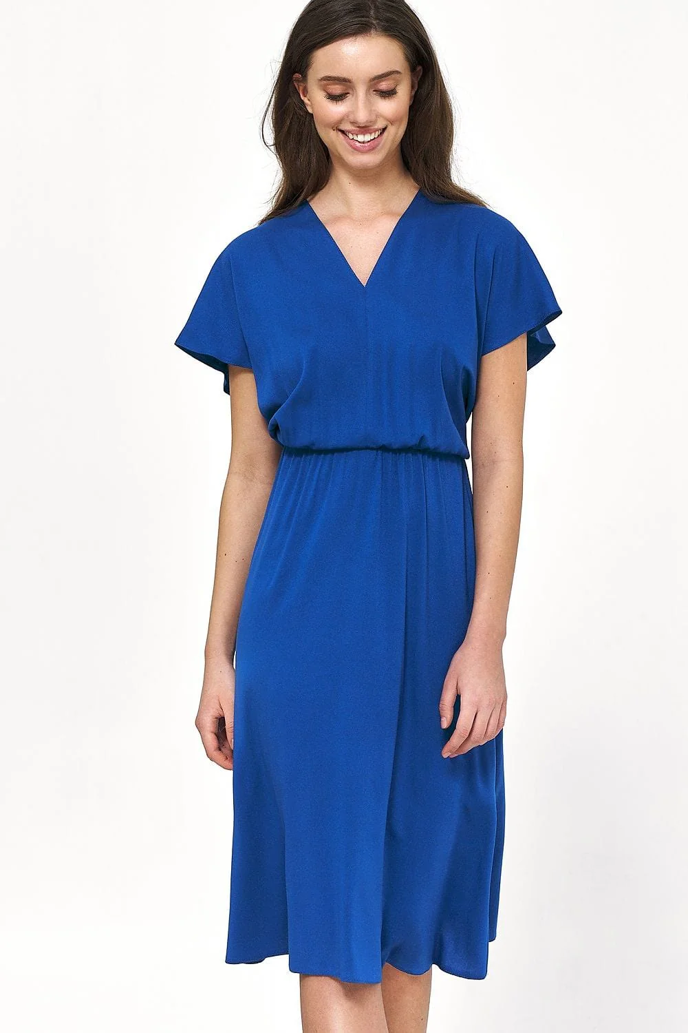 Robe bleue en viscose fluide