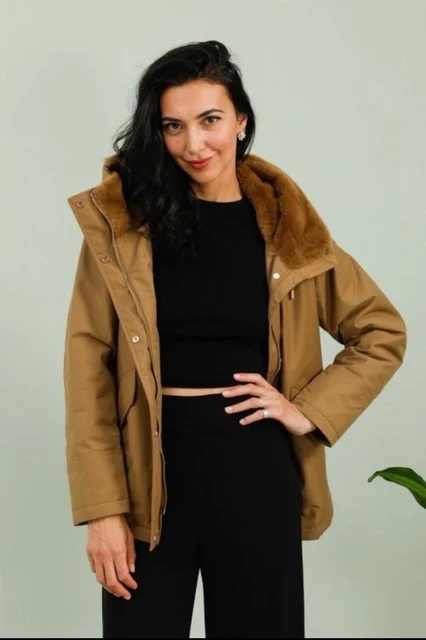 Manteau fourré imperméable camel Loïs