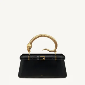 Sac à main avec poignée serpent Elena - Noir