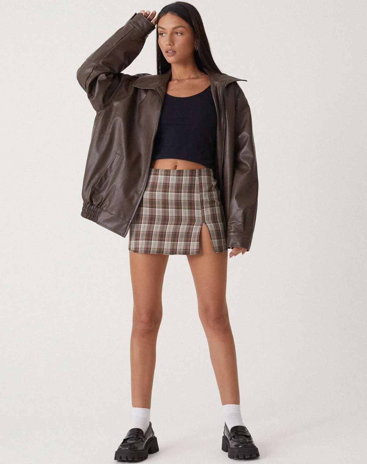 Blouson Bomber en Cuir Oversize pour Femmes
