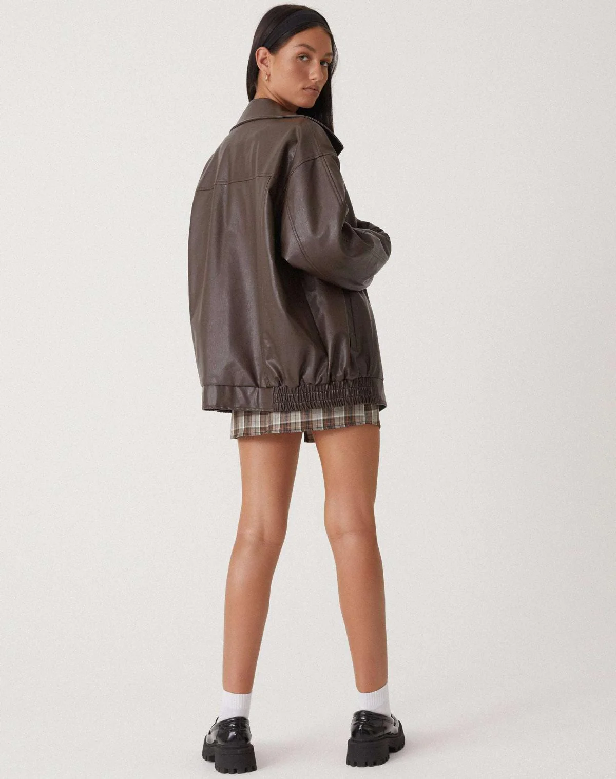 Blouson Bomber en Cuir Oversize pour Femmes – Image 4